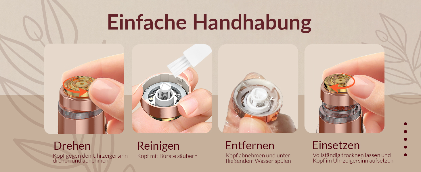 Електричний жіночий епілятор для обличчя: безболісний жіночий тример для швидкої та ніжної скоблення верхньої губи, підборіддя та щік (Золотий)