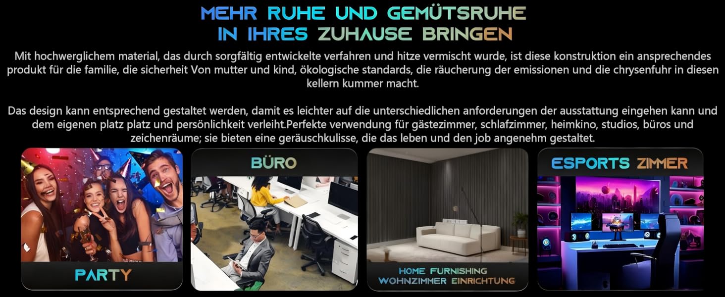 Акустичні панелі BSHEAD самоклеючі для звукоізоляції стін, шумопоглинаючий пінополіуретан 30x30x1.2 см, чорний