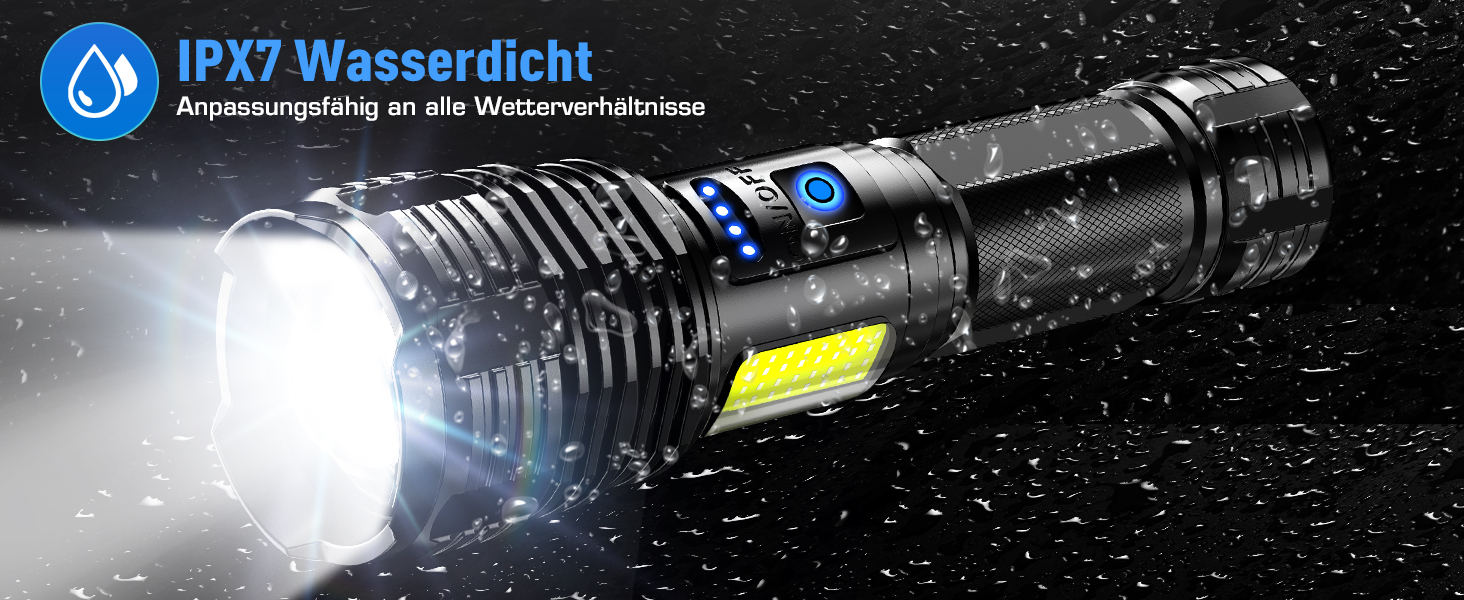 LED ліхтарик Sidark, 500000 люмен, водонепроникний IPX7, 9 режимів, Zoom, бічне світло, для кемпінгу та надзвичайних ситуацій