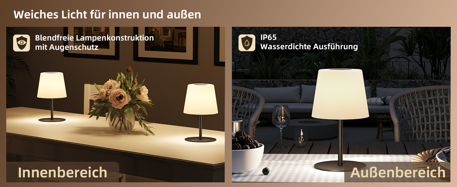 Світлодіодні настільні лампи EZVALO бездротові, 2 шт., IP65, USB-C, диммер сенсорний, 3 режими світла, для дому та кемпінгу (Чорні)