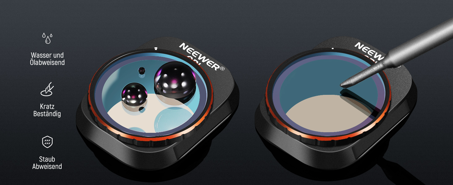 Набір фільтрів NEEWER ND&CPL для DJI Mini 4 Pro: 6 шт. (ND8, ND16, ND32, ND64, ND128, CPL) з ультратонким рамкою. Фільтри для дрона з HD склом, комплект