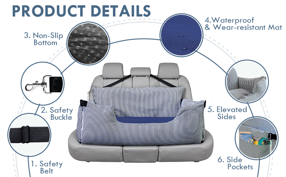 Автомобільний лежак для собак великих порід до 36 кг, з кріпленнями та неслизькою підкладкою