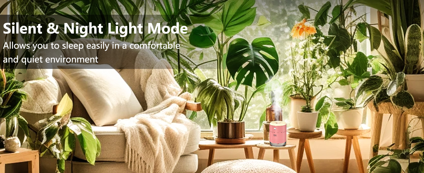 Ультразвуковий зволожувач повітря Mini AIR Humidifier з LED-підсвіткою (зелений/рожевий)