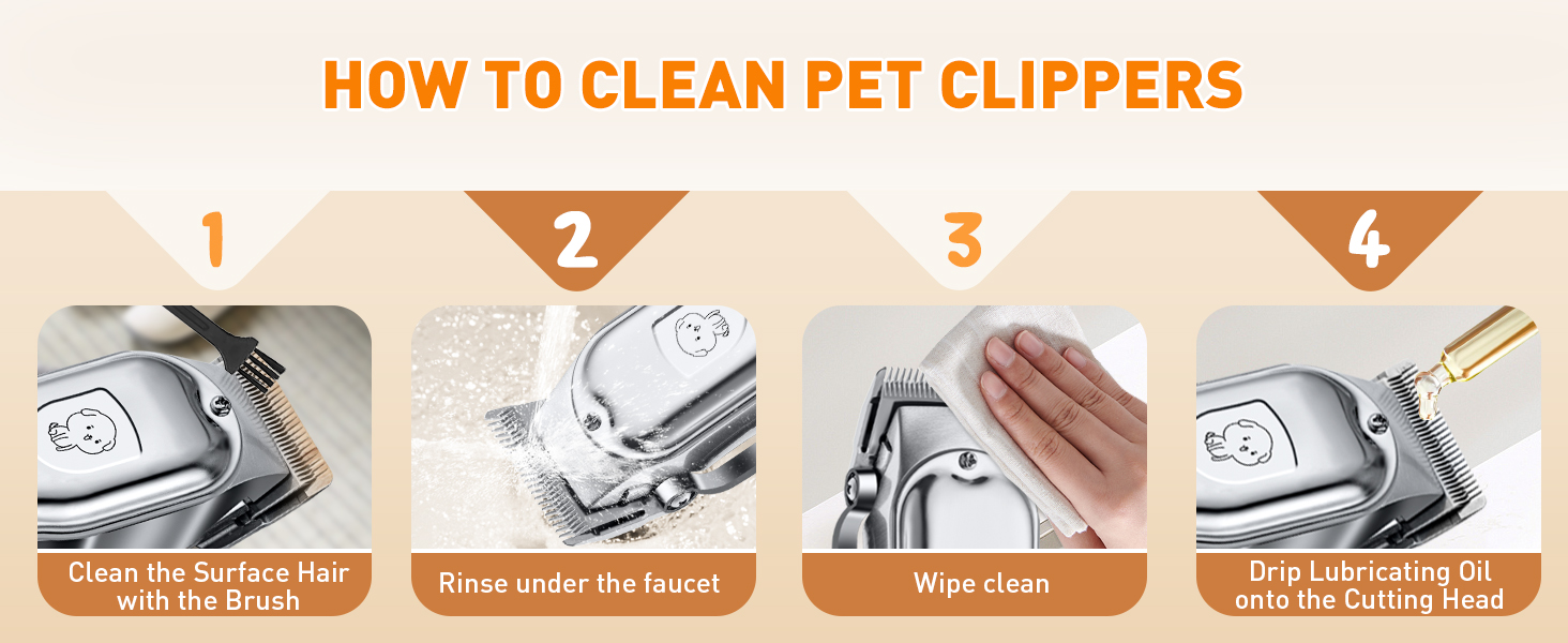 Машинка для стрижки собак і котів, професійна, з 4 насадками, потужний мотор, для тіла, обличчя, вух, лап (срібна)