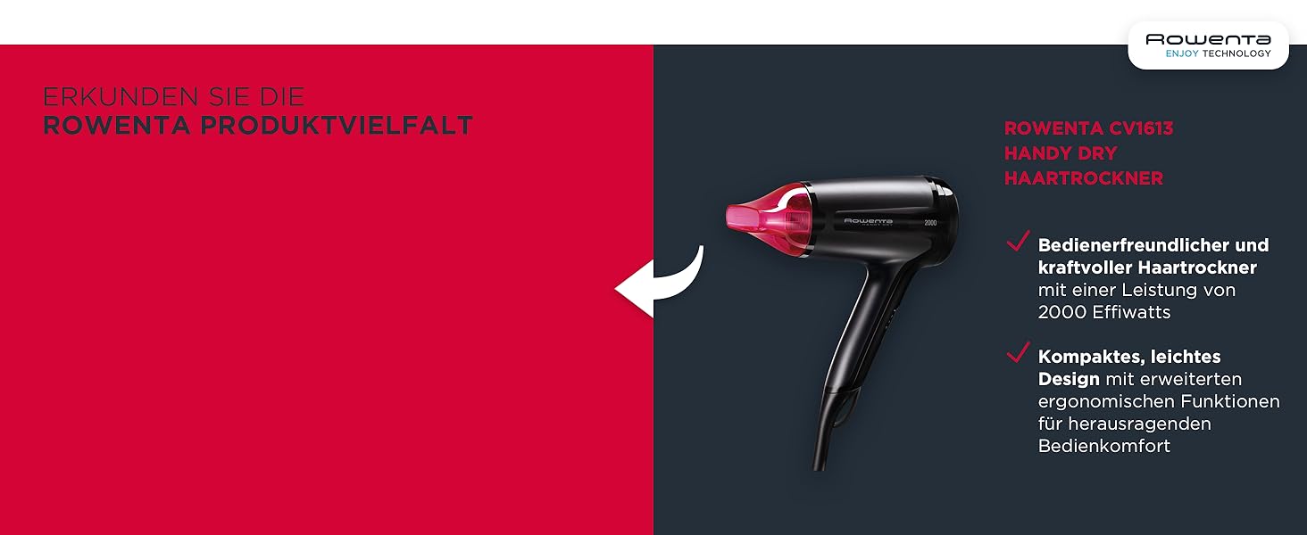 Фен Rowenta x Karl Lagerfeld CV581L Studio Dry: Ефективність та стиль, 6 режимів, Thermo Control, концентрат, чорний/червоний