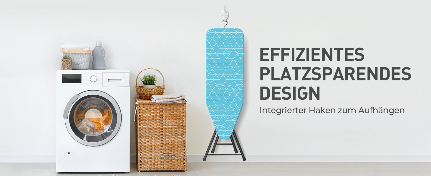 LyriFine Прасувальна дошка 2-в-1 для прасування з парою та класичного прасування, стійка до нагрівання, складана з гачком, міцний сталевий каркас, для парогенераторів (Синій колір з підставкою для праски)