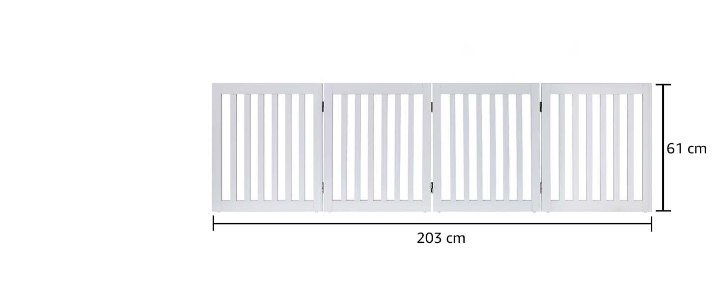 Захисний бар'єр для собак Unipaws: дерев'яне, розкладне, без свердління, 4 елементи, 61 см, 204x61 см