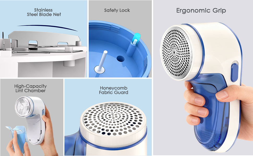 Електричний видальник пуху та ниток, портативний, з USB-кабелем та змінною голкою. Підходить для одягу, меблів, вовни. Компактний, блакитний