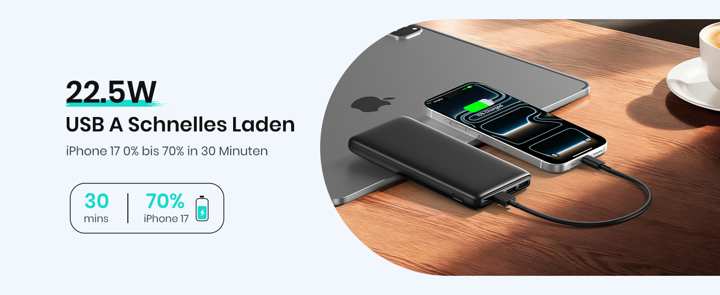 Power Bank A ADDTOP 26800mAh з LED дисплеєм та 4 виходами, 22.5W швидка зарядка, PD3.0, QC4.0, USB-C, для iPhone, Galaxy, Tablette, чорний