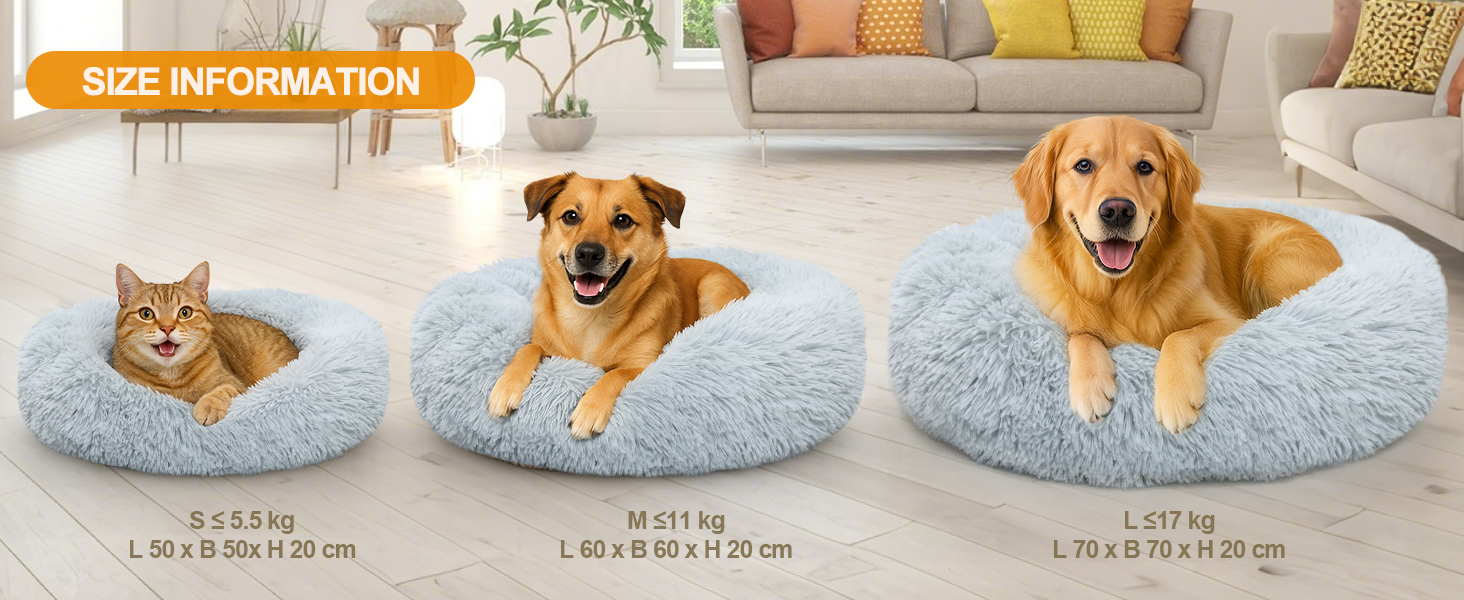 Килимок для котів DONWEI, м'який, у вигляді подушки-пончика, 50 см, сірий, для собак та котів