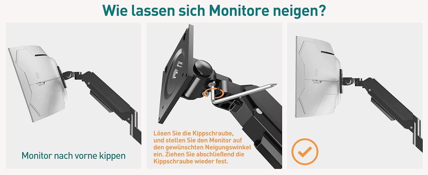 Кріплення для монітора ELIVED EV3227 для моніторів до 49 дюймів, вантажопідйомність до 20 кг, VESA 75/100 мм, газ-амортизатор, регульований нахил, поворот, оберт