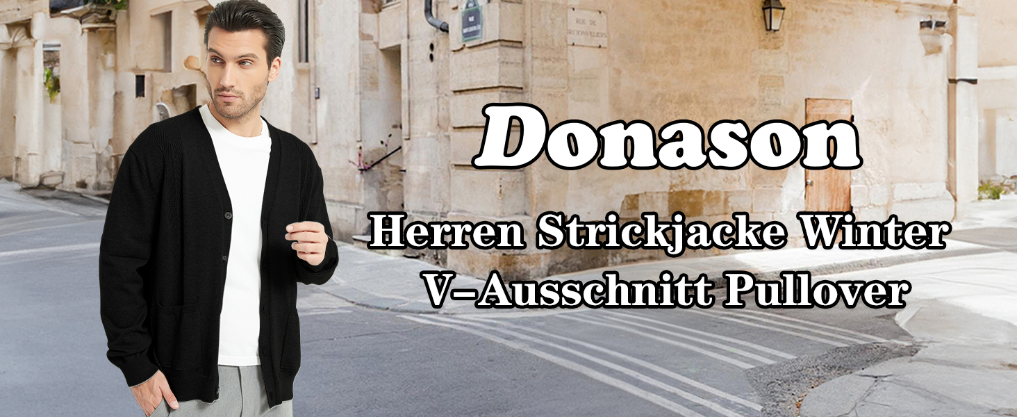 Чоловічий кардиган з в'язаного полотна, чорний, XL. Зручний чоловічий пуловер з V-подібним вирізом, довгі рукави, з кнопками та кишенями. Ідеальний для зими.