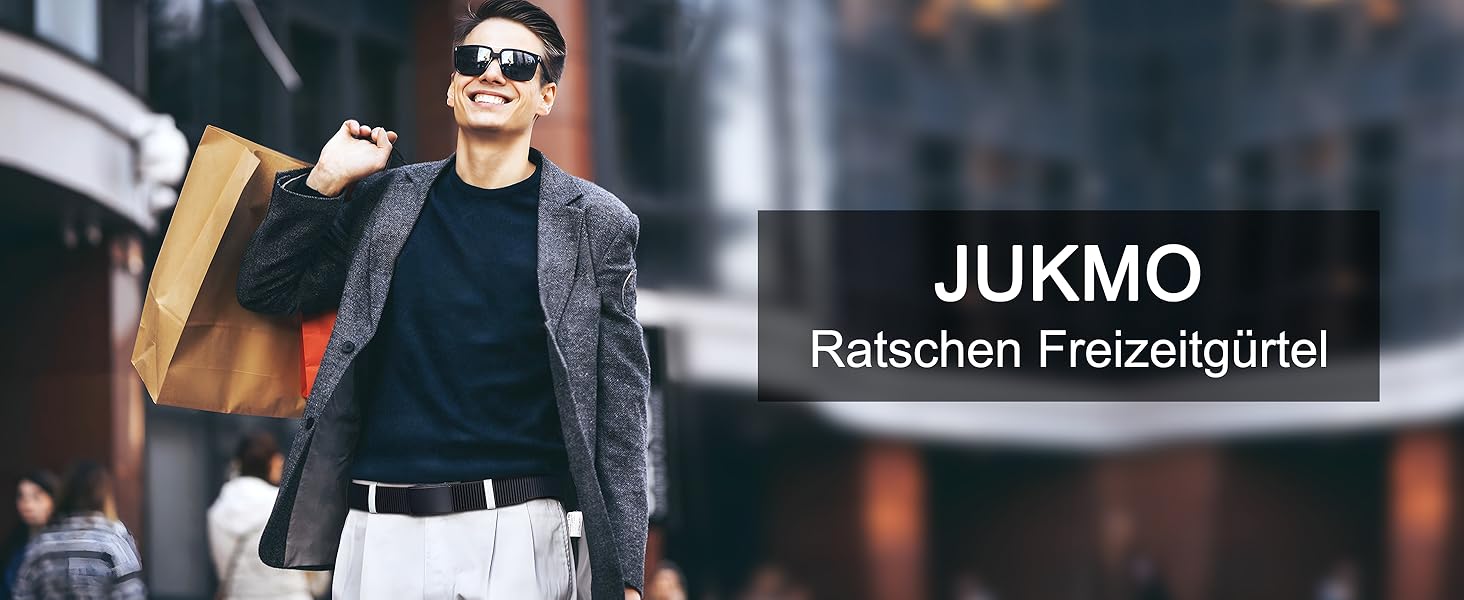 Чоловічий шкіряний ремінь JUKMO з автоматичною застібкою, нейлон 3,8 см, розмір M (91-105 см), чорний