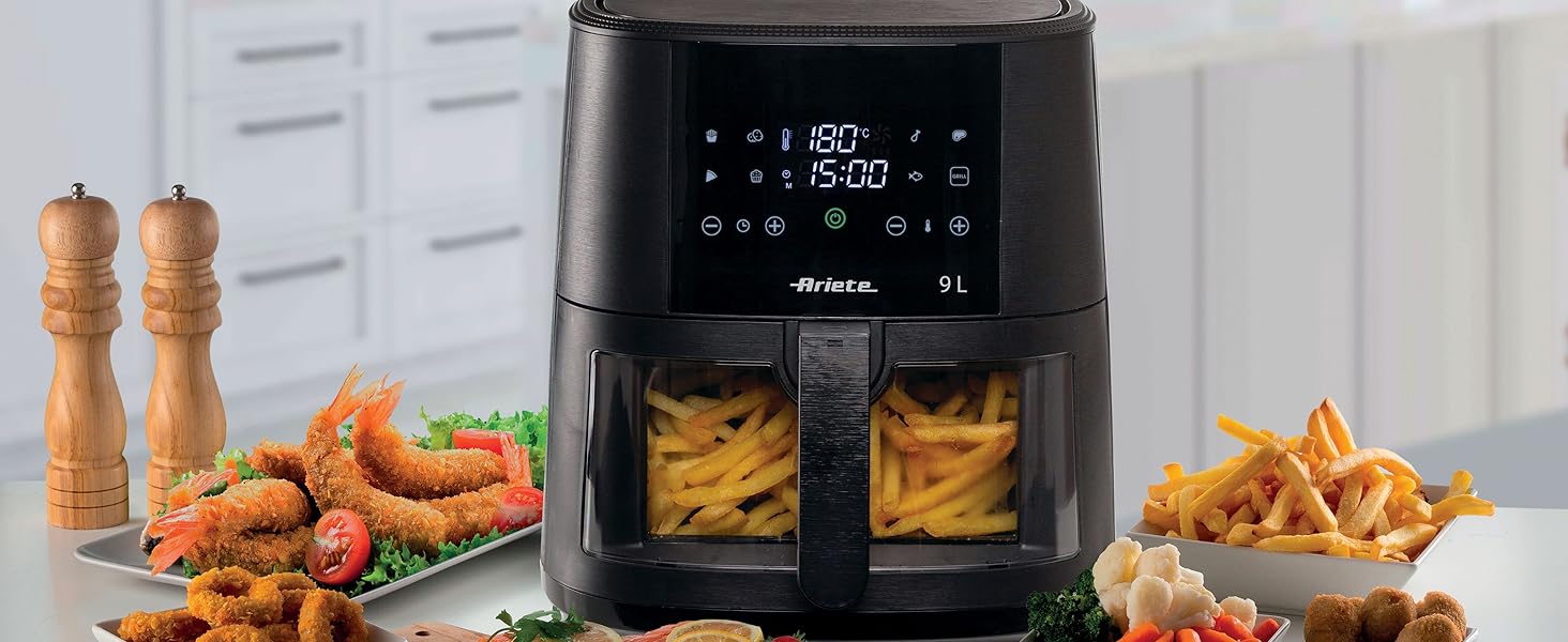 Фритюрниця аерологічна Ariete 4633 4L, 1400 Вт, 9 програм, чорна