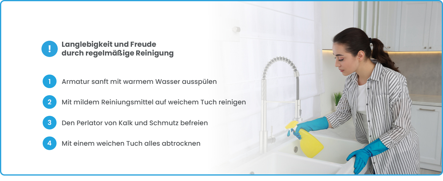 Кухонний змішувач Bächlein Nedo – поворотний на 360 градусів, з нержавіючої сталі, з гнуким гусаком та висувною лійкою, для кухні