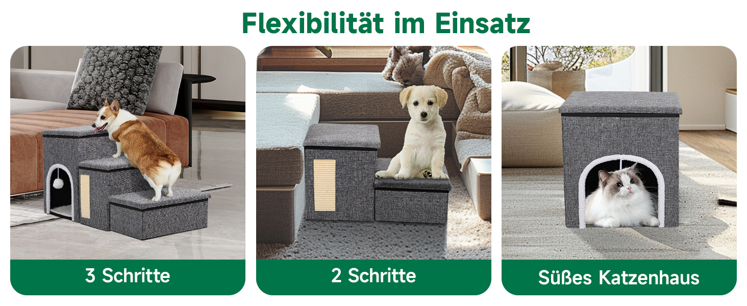 Сходинки для собак Upgrade XL, сірі, 90x35x43 см, 3 сходинки, для великих собак, котів, ліжка, дивана