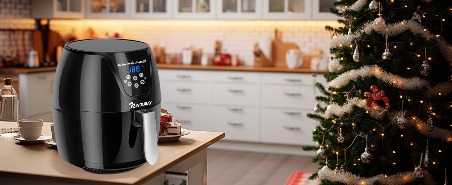 Фритюрниця без олії Air Fryer NWOUIIAY 1800W з LED-touchscreen 5.5L, 7 програм, цифровий дисплей