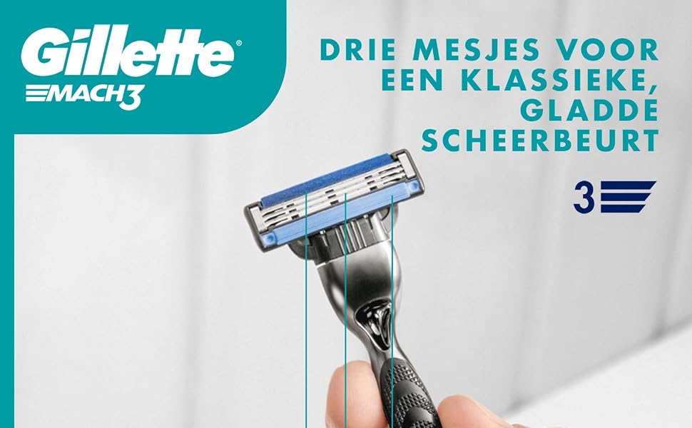 Смінні леза для чоловічої бритви Gillette Mach 3 Original, блакитні, 25 шт.