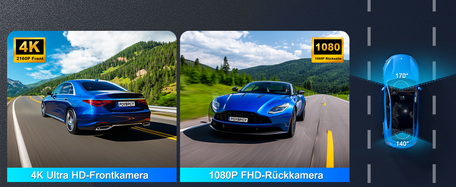 Відеореєстратор у машину 4K Dual Dashcam з CPL фільтром, 360°, WiFi, IPS, Нічне бачення, G-сенсор, Паркувальний режим, 64GB SD карта