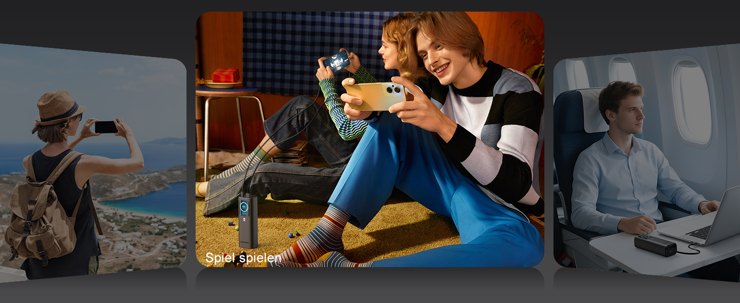 Power Bank AsperX 20000mAh 165W з USB-C кабелем, сумісний з MacBook, Dell, HP, Lenovo, iPad, iPhone, Galaxy