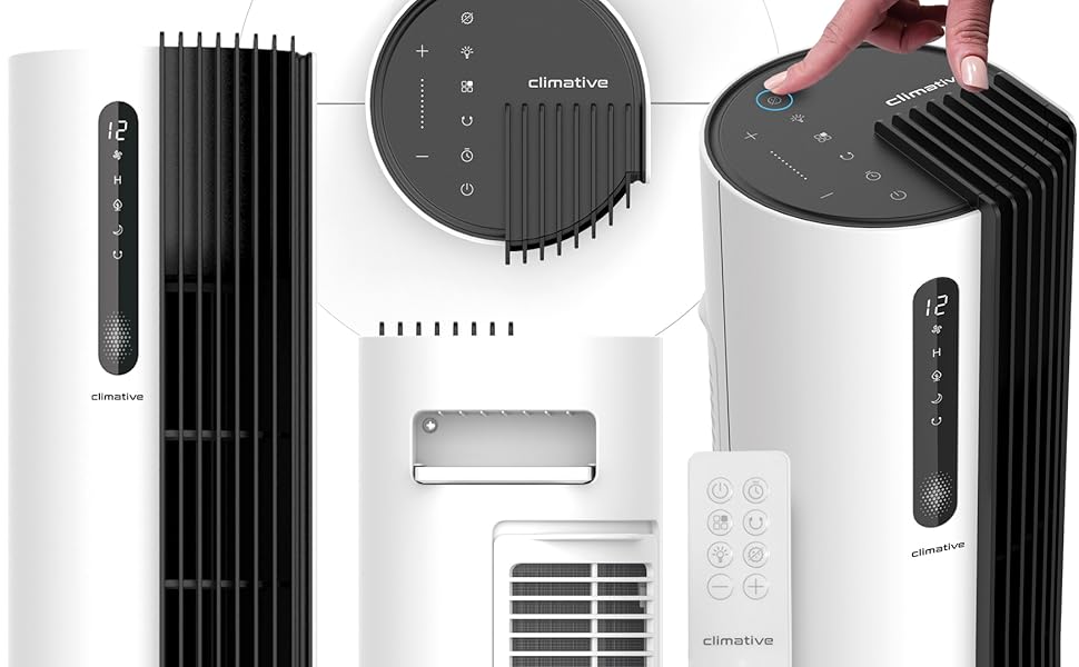 Турбовентилятор 110 см: тихий вентилятор з пультом, іонізація, 12 швидкостей, таймер 12 год, білий колір