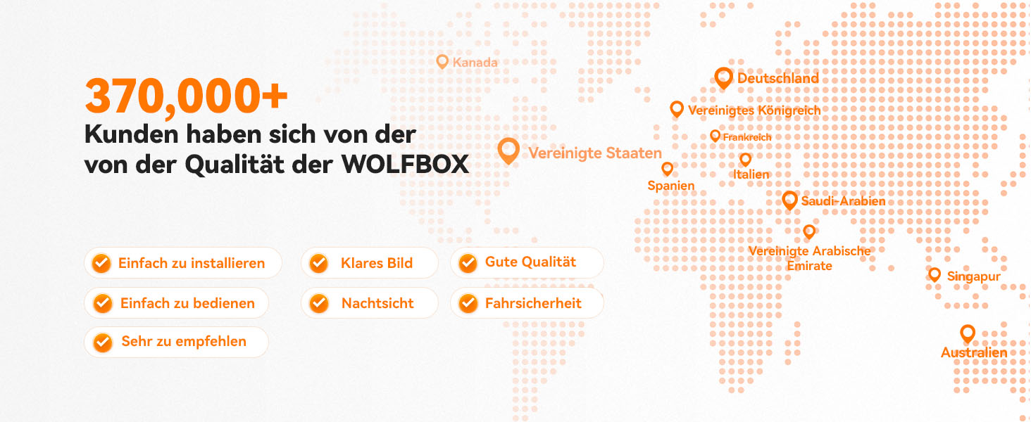 WOLFBOX Дзеркало заднього виду з камерою 12