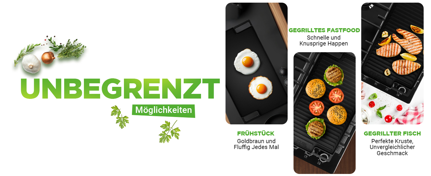 Гриль-плита NutriChef з чавуну 46×25,5 см, двостороння, антипригарна для електро, газових, керамічних плит та BBQ, чорна