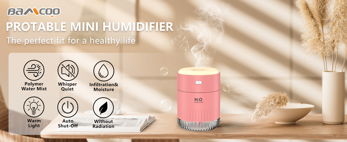 Ультразвуковий зволожувач повітря Mini AIR Humidifier з LED-підсвіткою (зелений/рожевий)