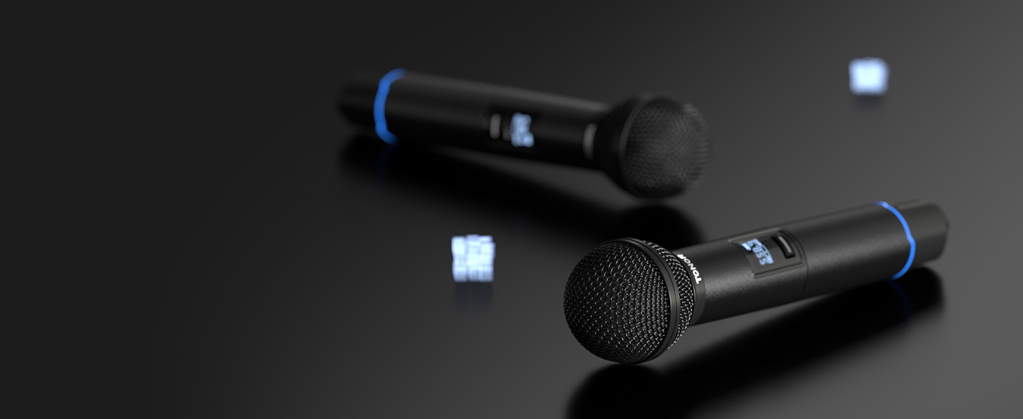 TONOR TW720 Бездротовий мікрофон Bluetooth з металевим корпусом, UHF, 100м, 2 шт. для караоке, вечірок, конференцій