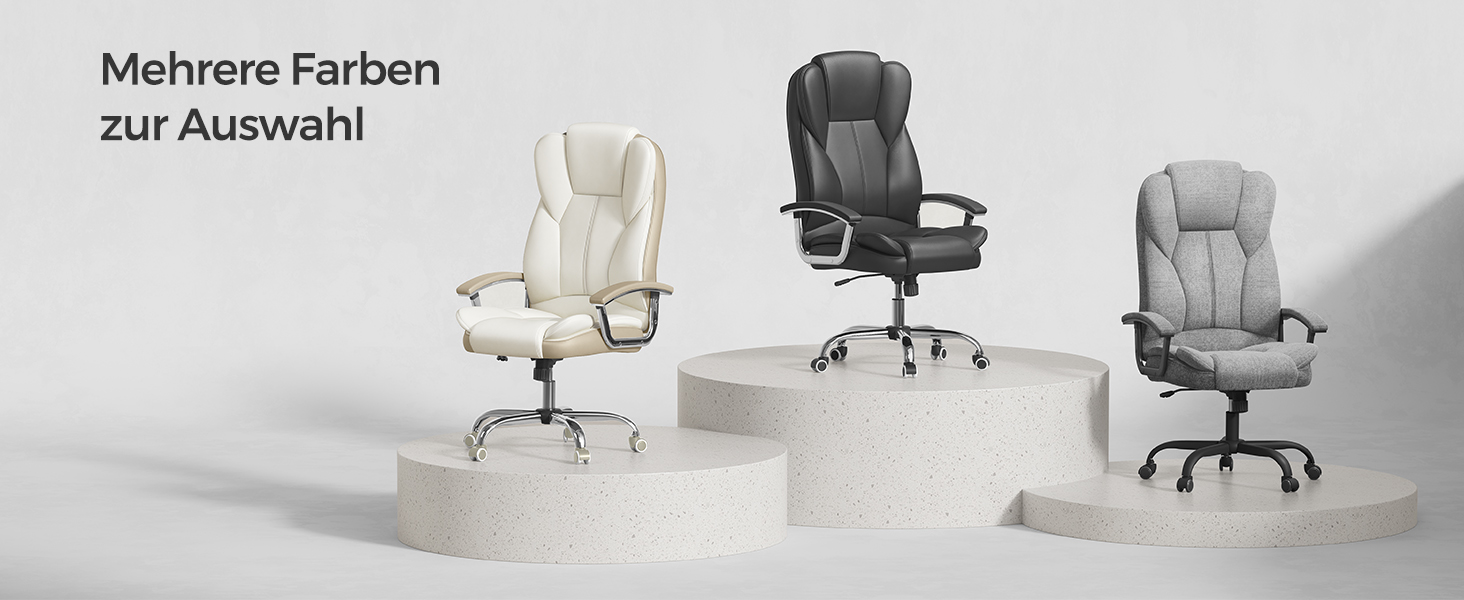 Крісло офісне SONGMICS, крісло для шефа, комп'ютерне крісло, регулювання висоти сидіння, чорне (сіро-чорний)