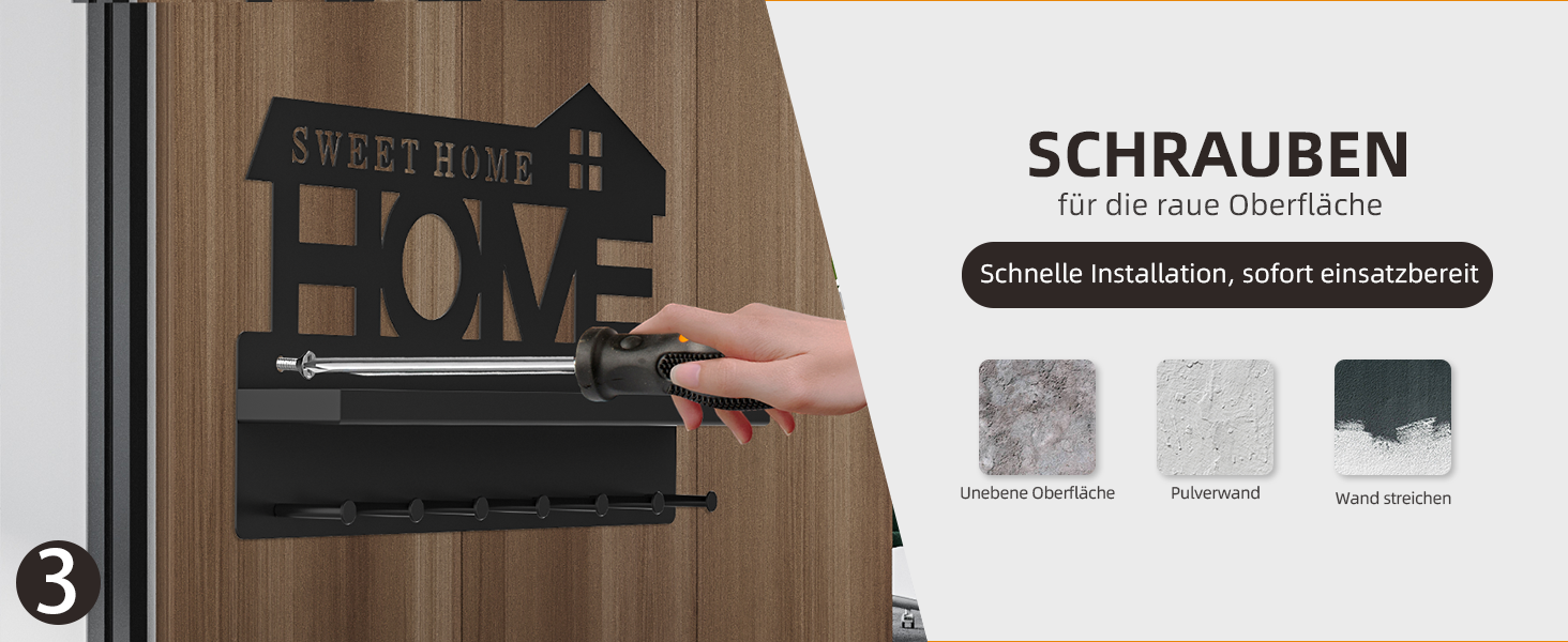 Ключниця настінна з полицею 1 HOME чорна, без свердління, з 7 гачками для ключів та вішалкою для одягу в передпокій