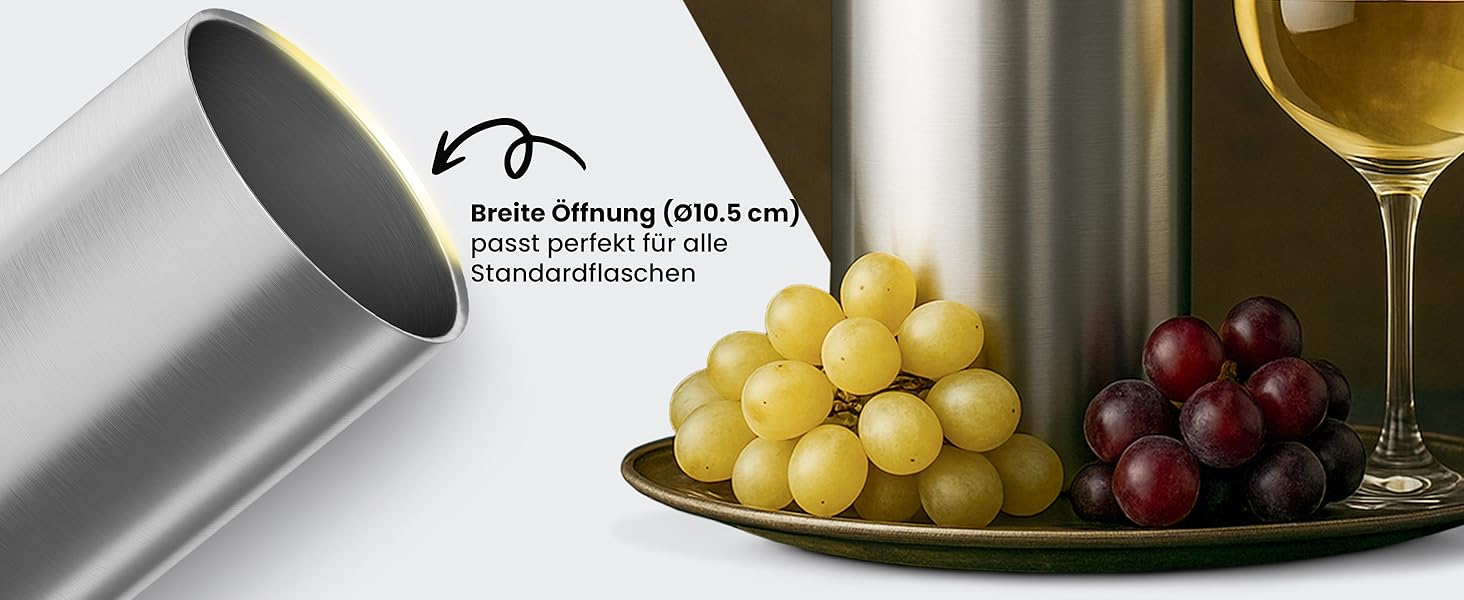 Охолоджувач для вина Vinenco з нержавіючої сталі, для шампанського та секту, з подвійними стінками, ізольований | Охолоджувач для винних пляшок, білого вина, аксесуар для вина, подарунковий набір для чоловіків та жінок