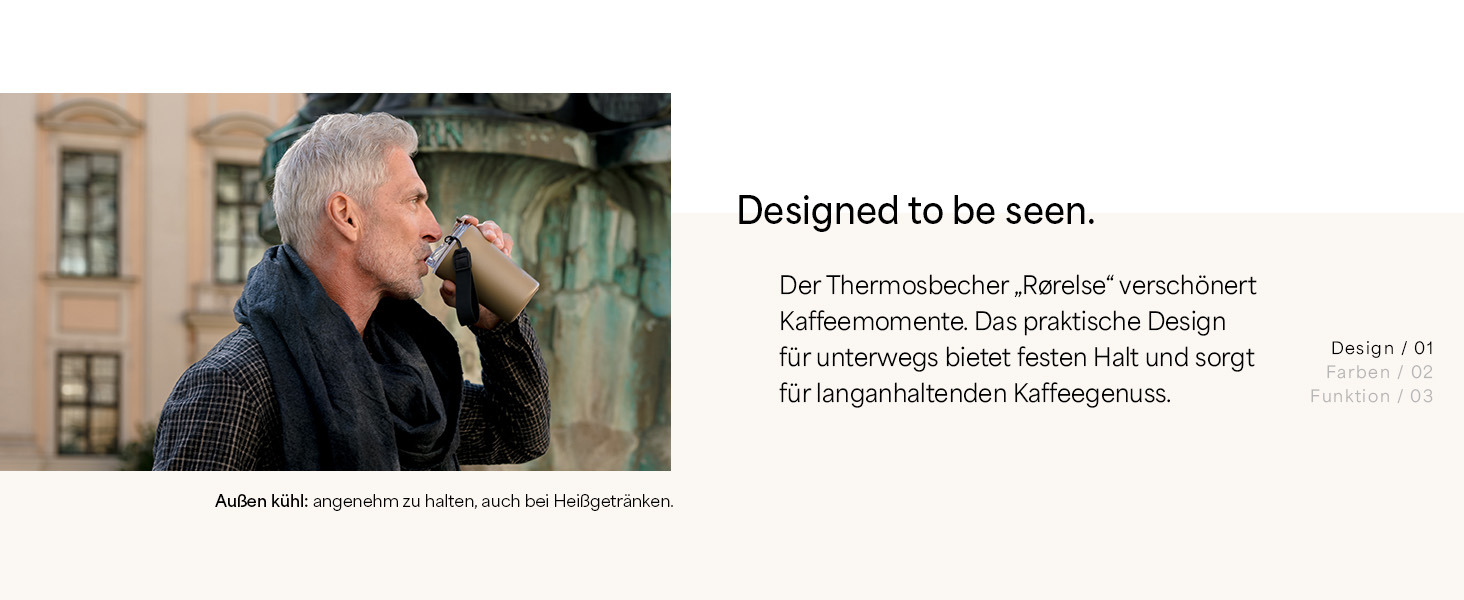 Термокружка для кави та чаю LARS NYSØM | 380 мл, з Tritan кришкою та петлею | Зі сталі, з ізоляцією, витокозахисна, Taupe Brown