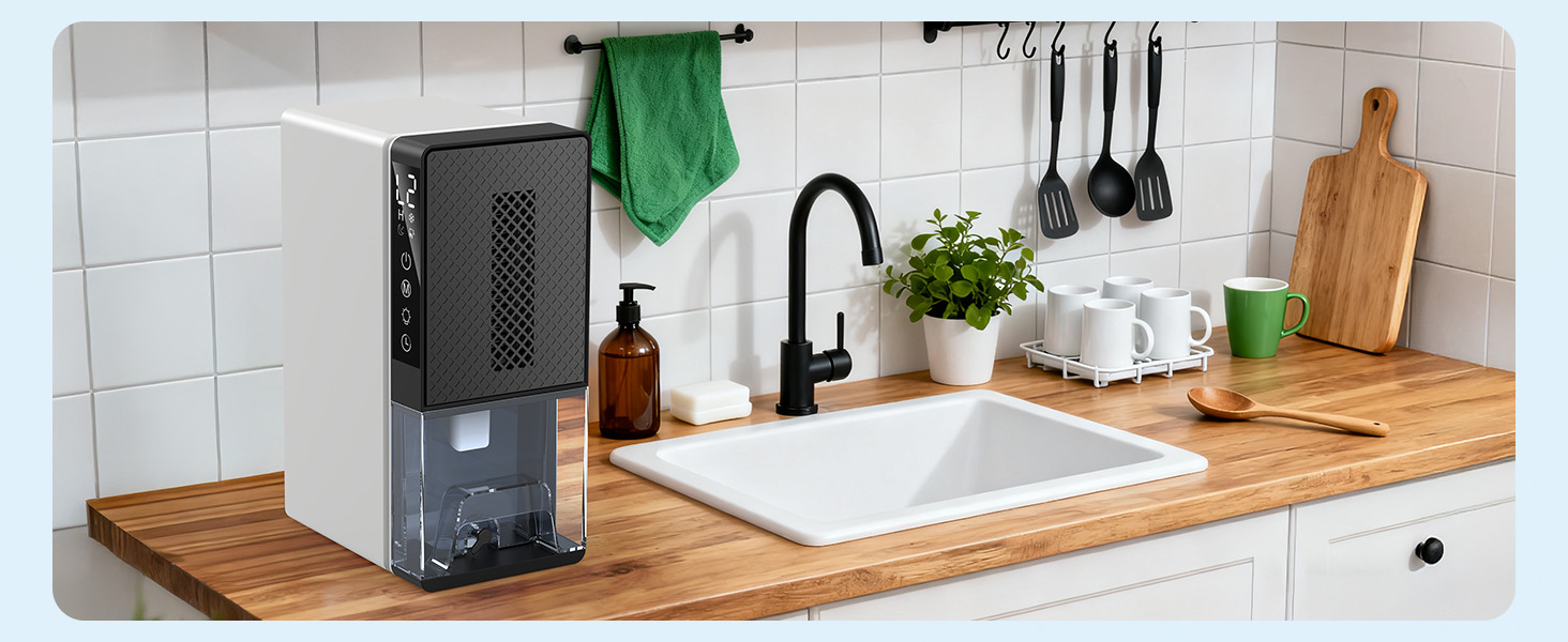 Електричний осушувач повітря 28dB, 2.3L, з фільтром, таймером, для дому та відпочинку