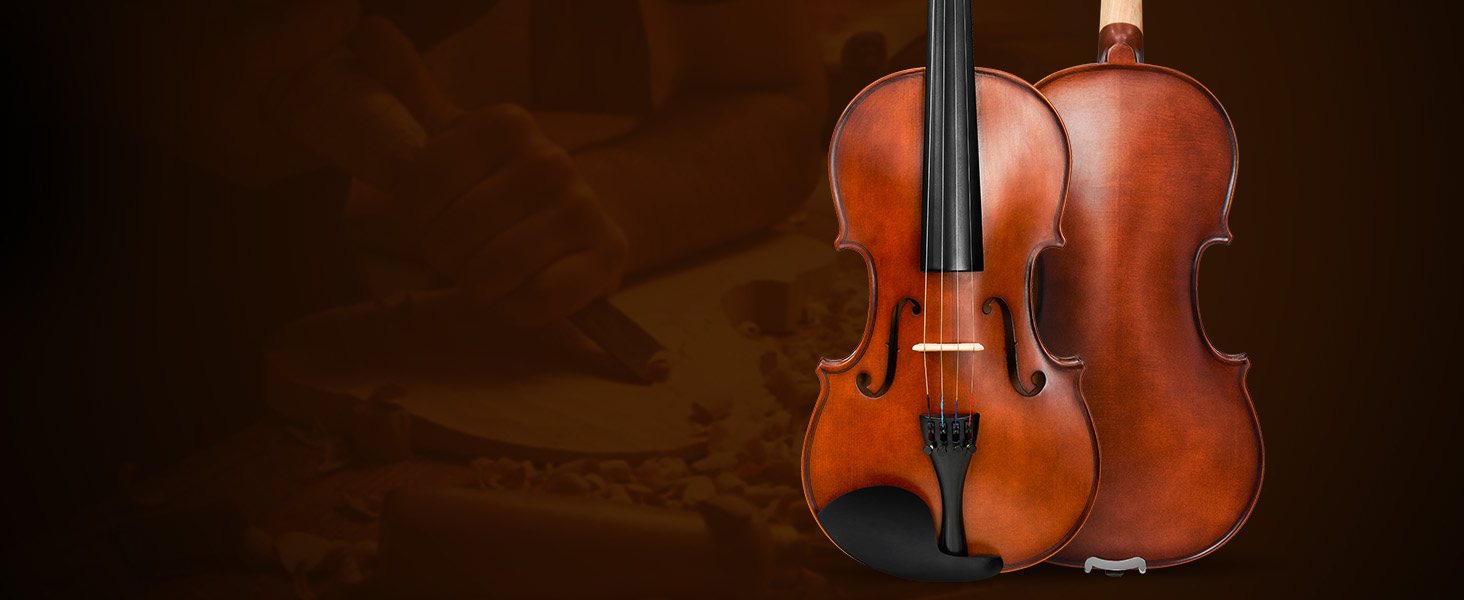 Скрипка Vangoa 4/4 з масиву дерева, набір для початківців, акустична, з кейсом, підставкою, смолою, струнами, інструкцією, демпфером, наклейками для нот, для дорослих, дітей та підлітків