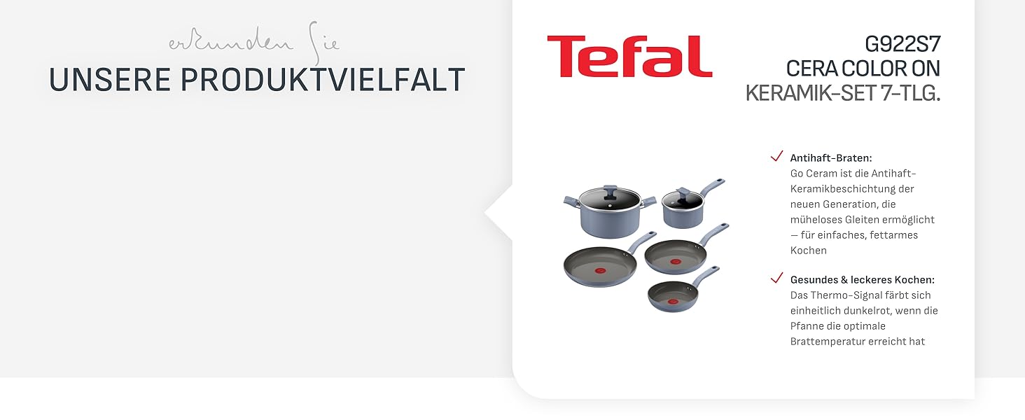 Набір посуду Tefal Cera Bright On 7 предметів: сковороди 20/24/28 см, каструля 16 см, каструля 24 см + кришки. Керамічне антипригарне покриття, алюмінієвий корпус (перероблений), індикатор нагріву Thermo Signal, для всіх типів плит, Бежево-сріблястий