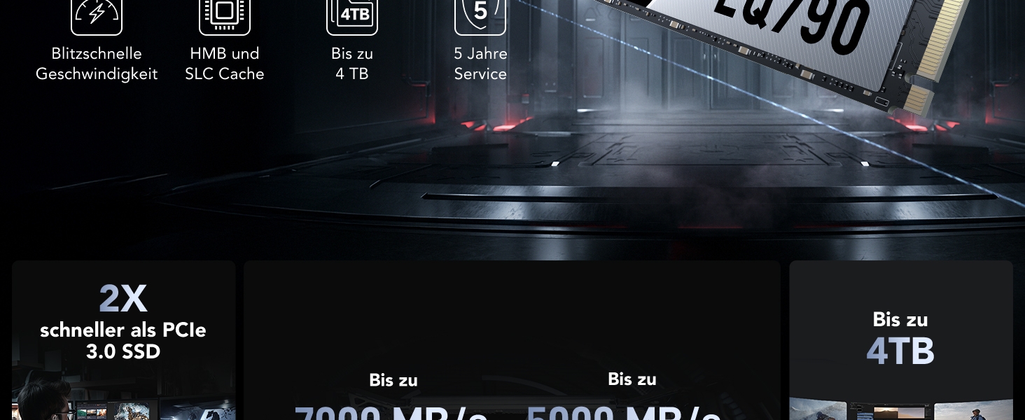 Lexar EQ790 2TB SSD M.2 PCIe Gen4x4 NVMe 1.4 - Внутрішній SSD для PS5 та ПК, 7000 МБ/с (читання), 5000 МБ/с (запис)