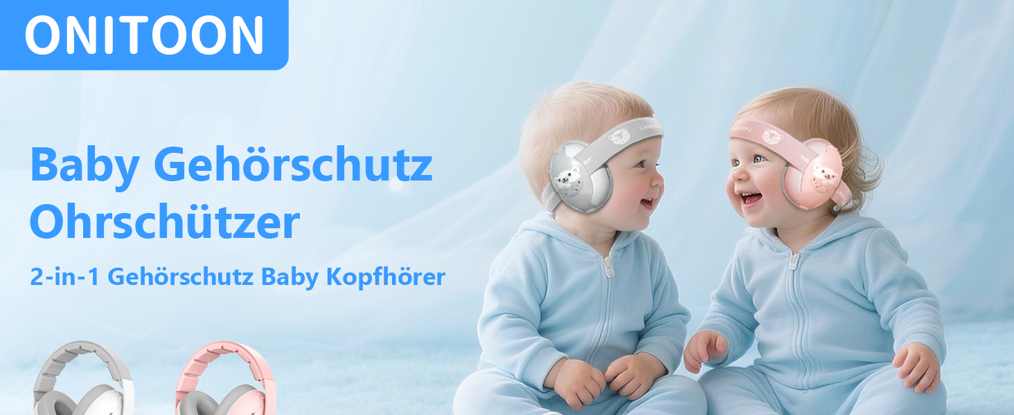 Навушники для дітей, захист вух, 2-в-1, шумопоглинання, сірий колір