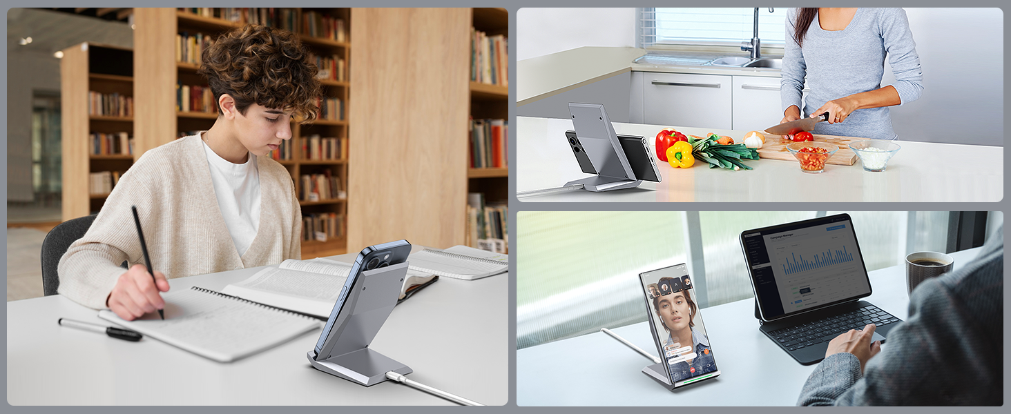 Бездротовий зарядний пристрій NANAMI для iPhone 17/16/15/14/13/12/11 Pro Max/XS/XR/X/8+, Samsung Galaxy S26/S25/S24/S23 - Швидка індуктивна зарядка, сріблястий колір