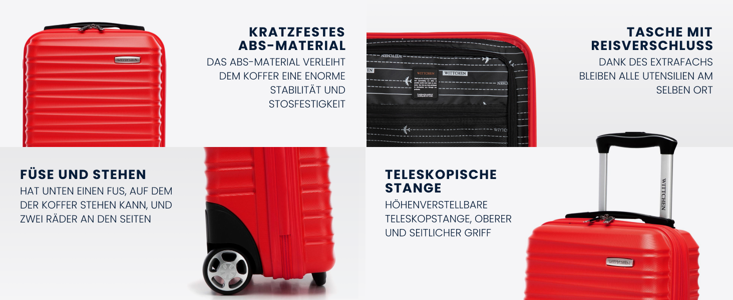 Валіза на колесах Wittchen Groove Line L, велика, чорна, з ABS-пластику, з кодовим замком, 4 колеса, для авіакомпаній Lufthansa/Eurowings/Ryanair