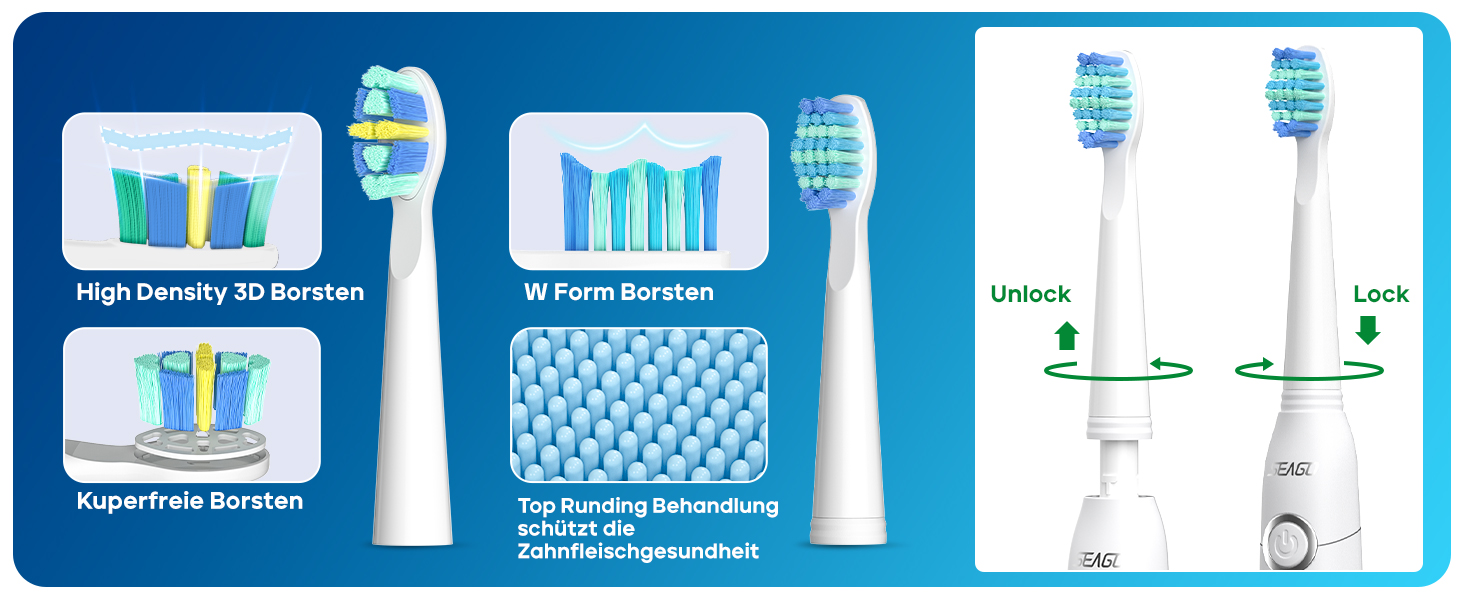Електрична звукова зубна щітка Seago SG-958 (біла), 40000 вібрацій/хв, 5 режимів, 8 насадок, USB-зарядка