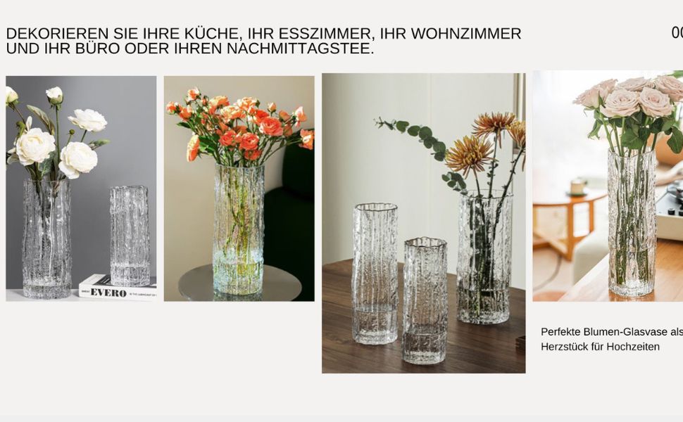 Скляна ваза QEEYON: сучасний циліндричний дизайн, ручної роботи, 30х10 см, для дому, офісу, весілля, подарунок