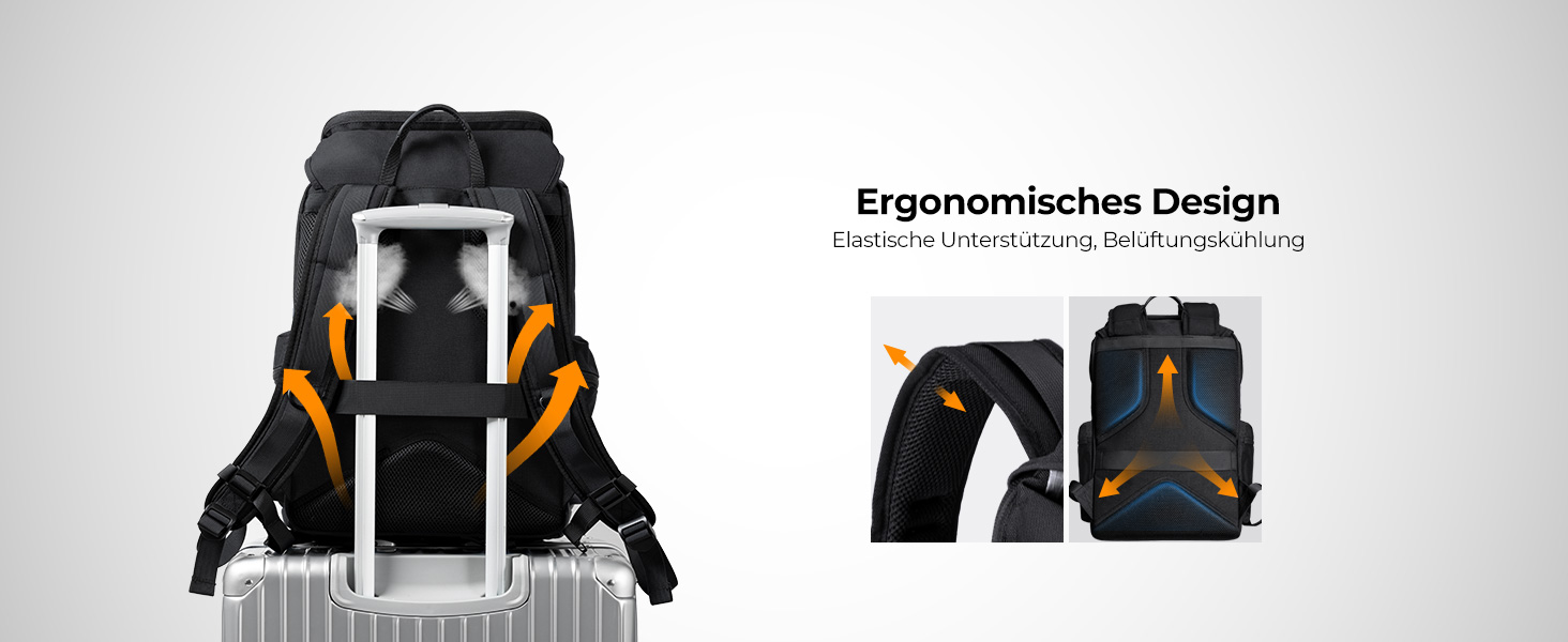 Чорний рюкзак для камери K&F Concept 25L: для фотографів, з відділенням для ноутбука, штатива та об'єктивів, водонепроникний, з дощем.