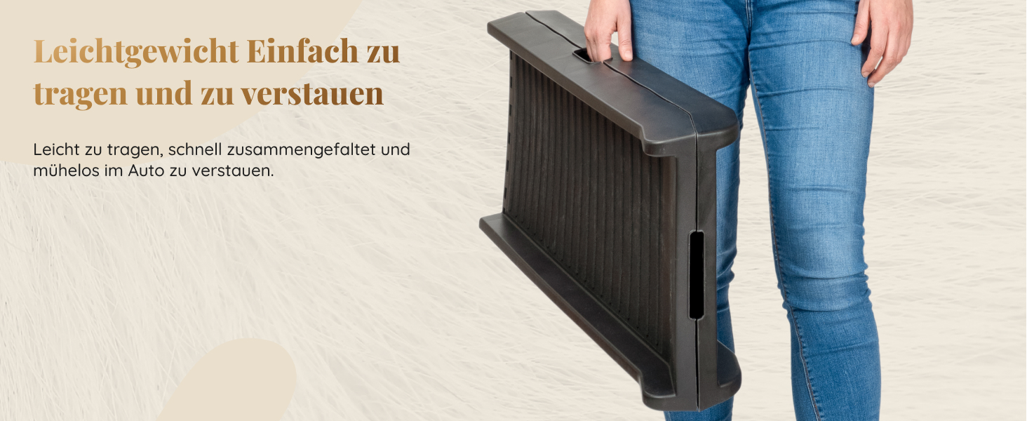 Рампа для собак у машину, складана – 174 см, 38 см – чорна, з протиковзким покриттям, для великих собак, до 85 кг – підходить для авто та SUV