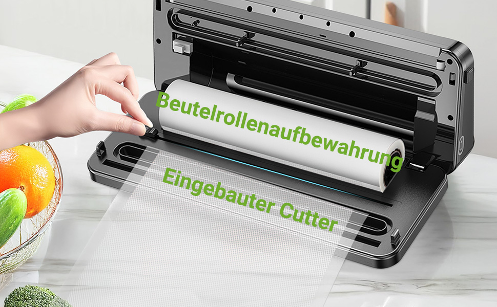 Вакуумний пакувальник 6-в-1 з мішками та рулонами, вбудований різак