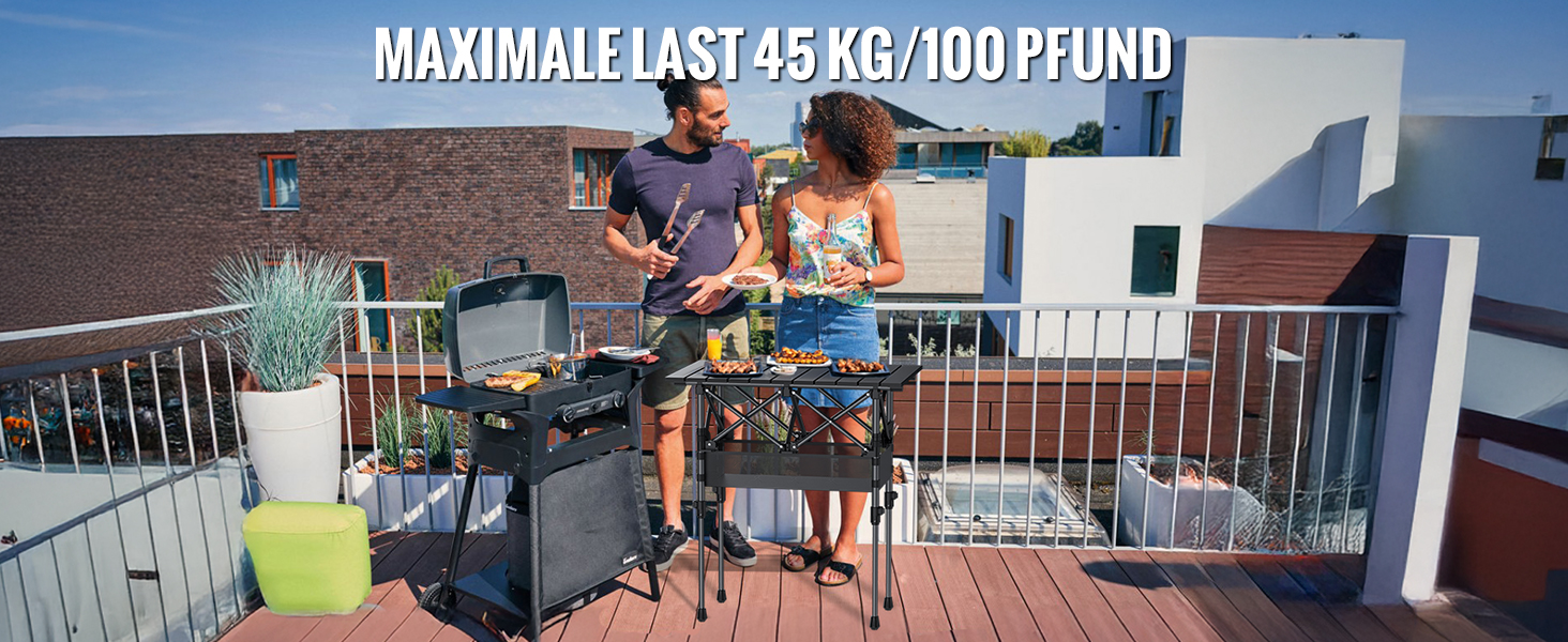 Складаний туристичний стіл Garllen 82x40 см, 2 положення висоти (44/70 см), знімний стіл зі сталі, для пікніка, грилю, саду та кемпінгу