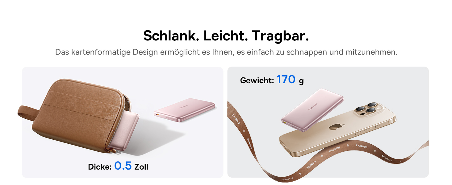 Power Bank Baseus Picogo AM41: 10000mAh, Qi2 Magsafe, 27W PD, бездротова зарядка, рожевий