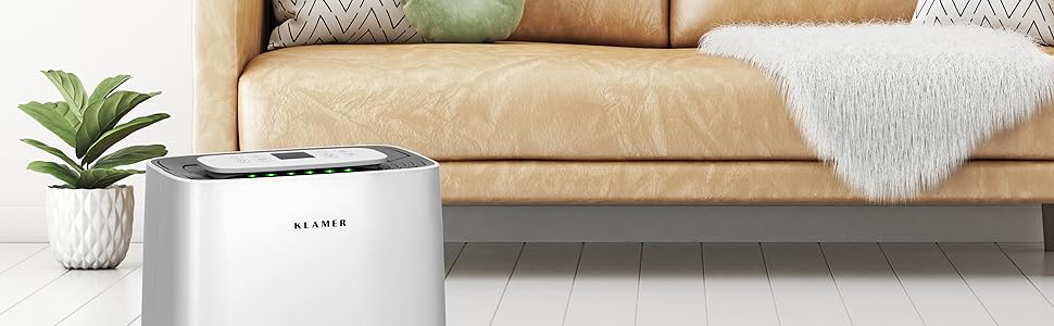 Електричний осушувач повітря KLAMER 25L, потужність 420W, продуктивність 195 м³/год, збір води до 5,5 л