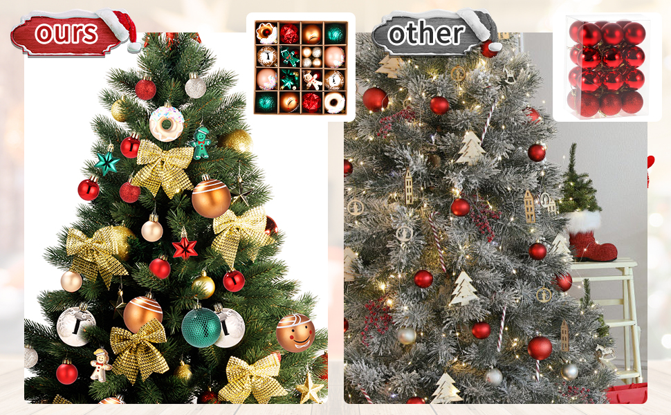 Набір прикрас для ялинки на Новий Рік: 42 штуки, кульки, червоний, зелений, золотий | Ялинкові прикраси