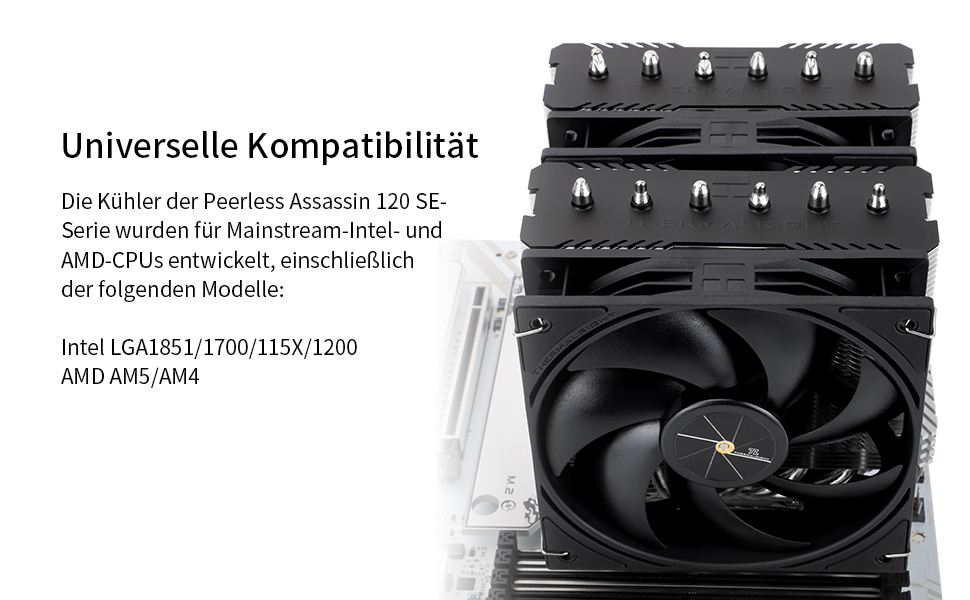 Thermalright Peerless Assassin 120 SE V3: Кулер для CPU з 6 тепловими трубками, 2 вентиляторами 120 мм, для AM5/LGA 1700/1851/115X/1200